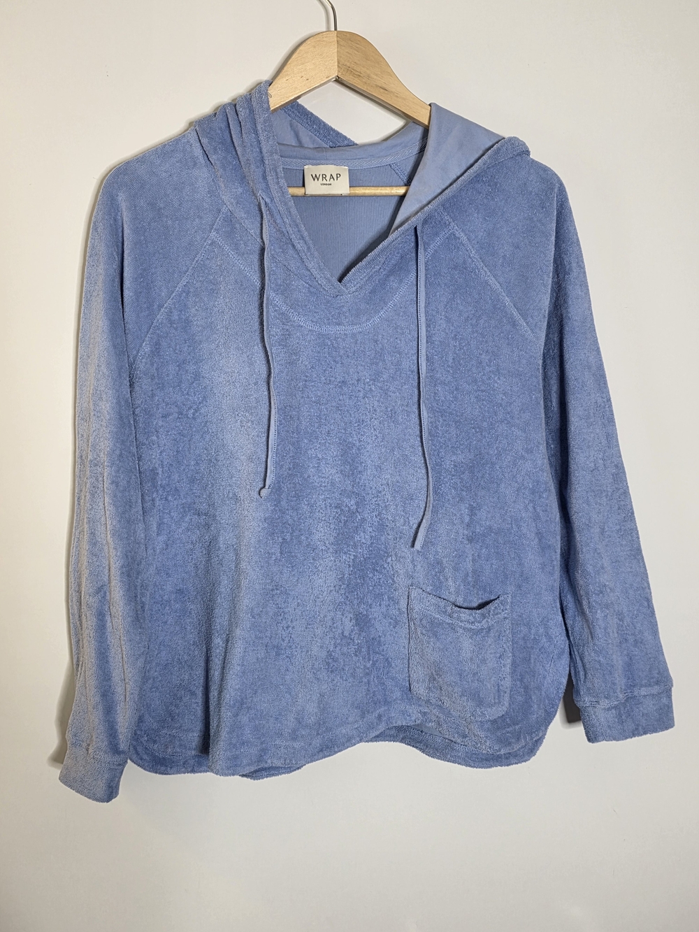 Wrap London Light Blue Terry Cloth pull over cotton sweatshirt Casual top Size 4